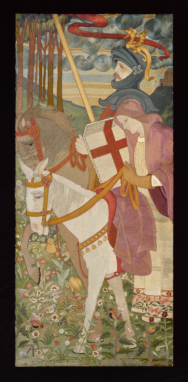 St. George, Punaisen Ristin ritari ratsastaa Unan kanssa, 1907 (kirjonta) (katso myös 141950-51) tekijältä Phoebe Anna Traquair
