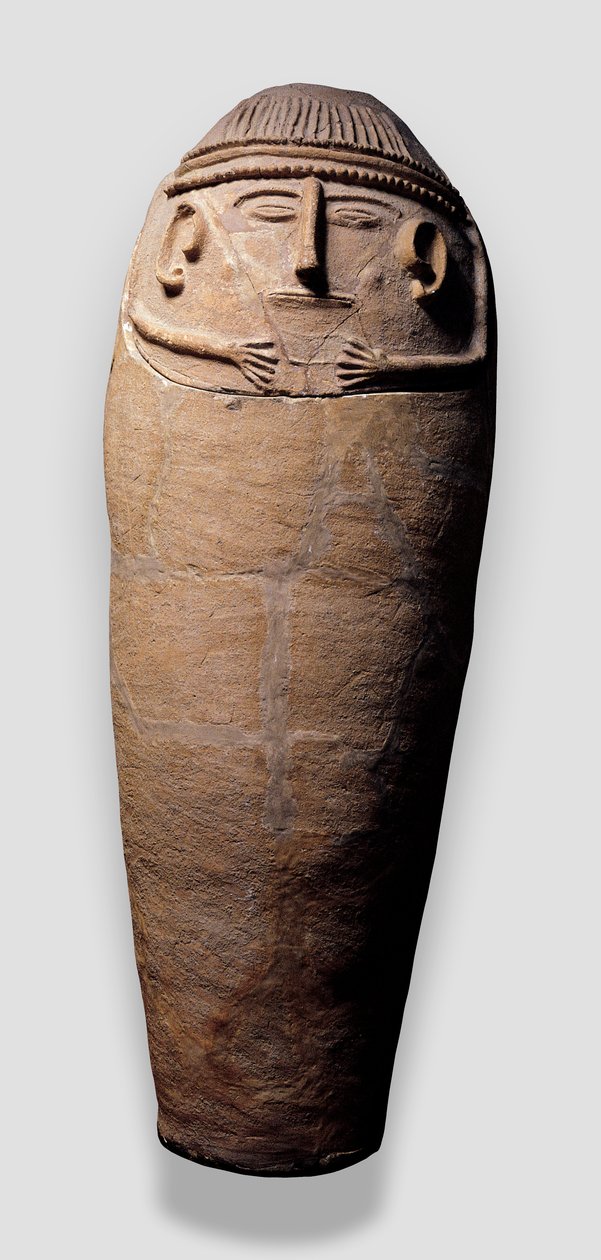 Antropoidinen sarkofagi, 1100-1100 eKr. (terrakotta) tekijältä Phoenician