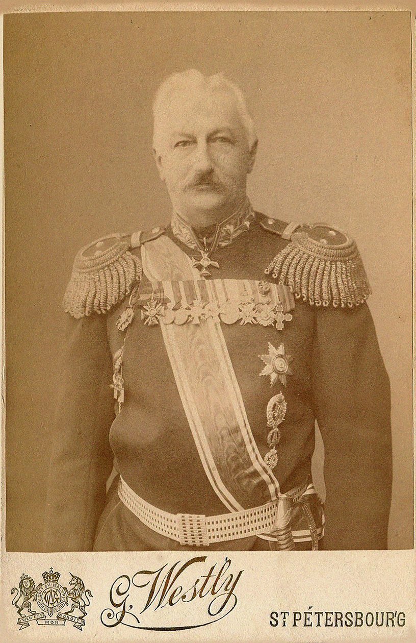 Kenraali Konstantin Pavlovich Prezhbiano 1840-1905. tekijältä Photo studio E. Westly and Co.