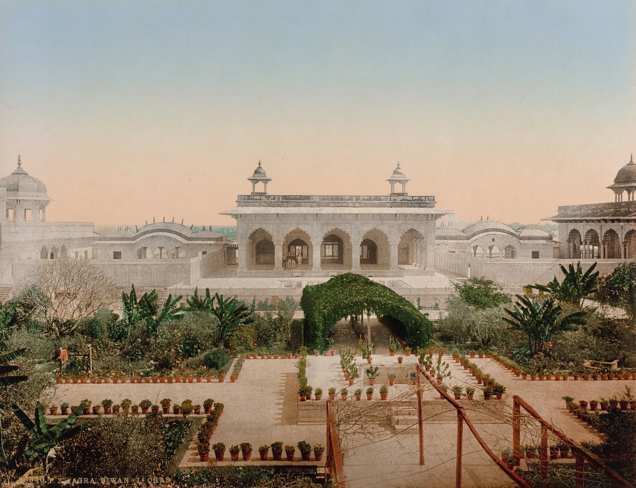 Agra. Diwan-i-Chas tekijältä Photoglob Co. (Zurich, active c. 1890 1910)