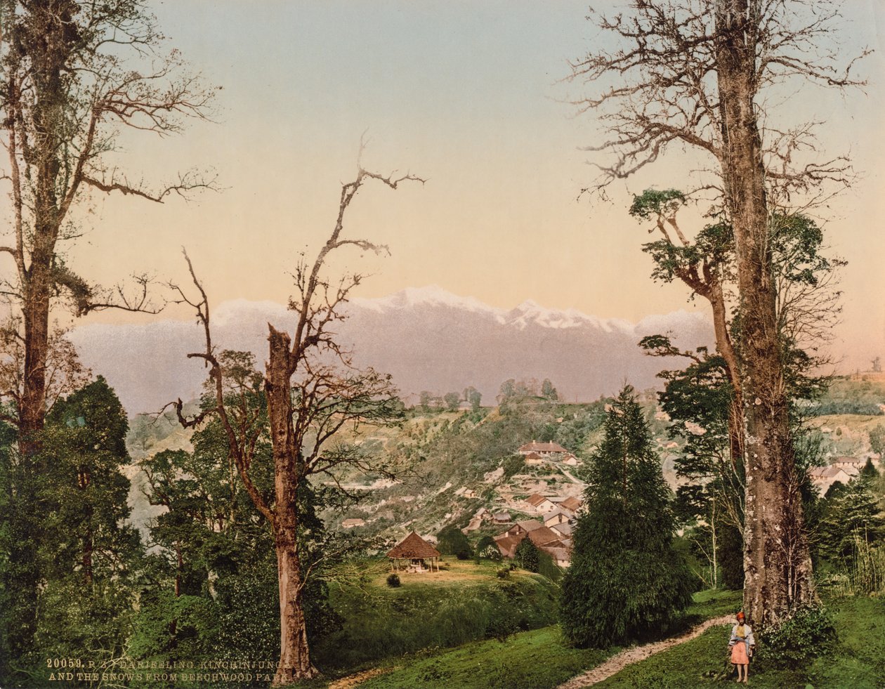 Darjeeling. Kinchinjunga ja lumet Beechwood Parkista tekijältä Photoglob Co. (Zurich, active c. 1890 1910)