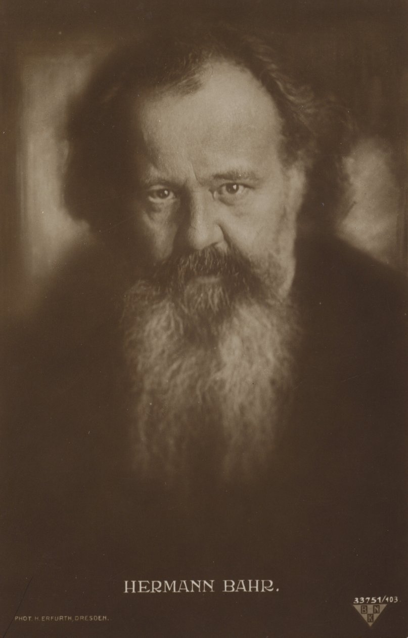 Hermann Bahr (1863-1934), itävaltalainen kirjailija ja näytelmäkirjailija (s/w-kuva). tekijältä Photographer Austrian