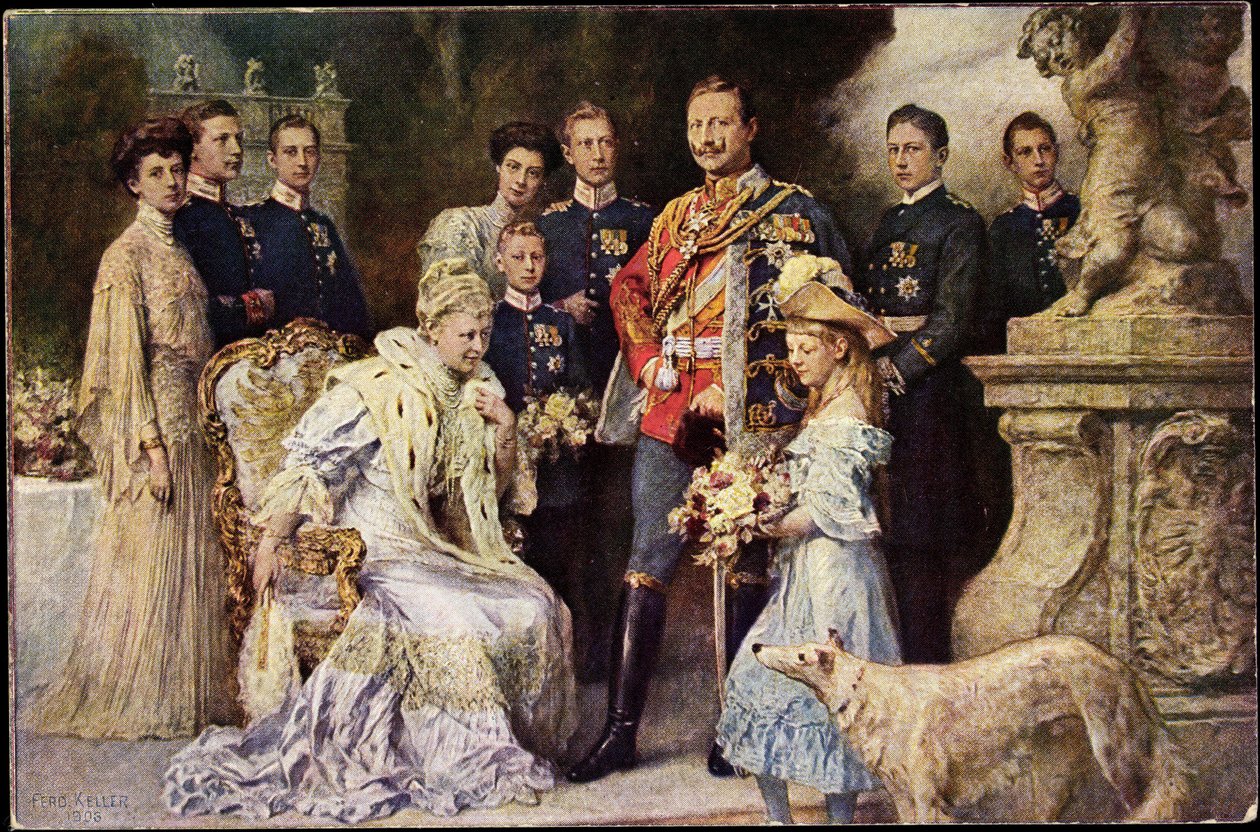 Taiteilija Ak Keisari Vilhelm II, Auguste Viktoria, Viktoria Luise, Greyhound, Preussi (s/w valokuva) tekijältä Photographer German