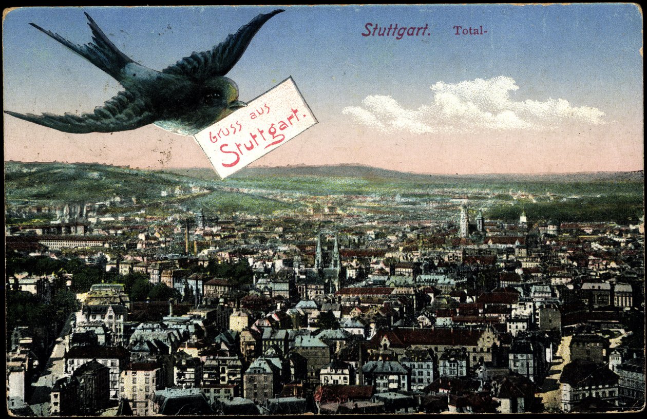 Stuttgart, näkymä kaupunkiin ja pääskynen tekijältä Photographer German
