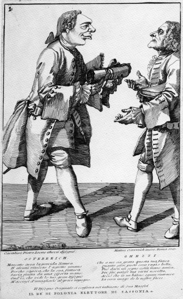 Osterreich ja Cavaliere Ghezzi, Matthias Oesterreichin tekemä vedos, 1751. tekijältä Pier Leone Ghezzi