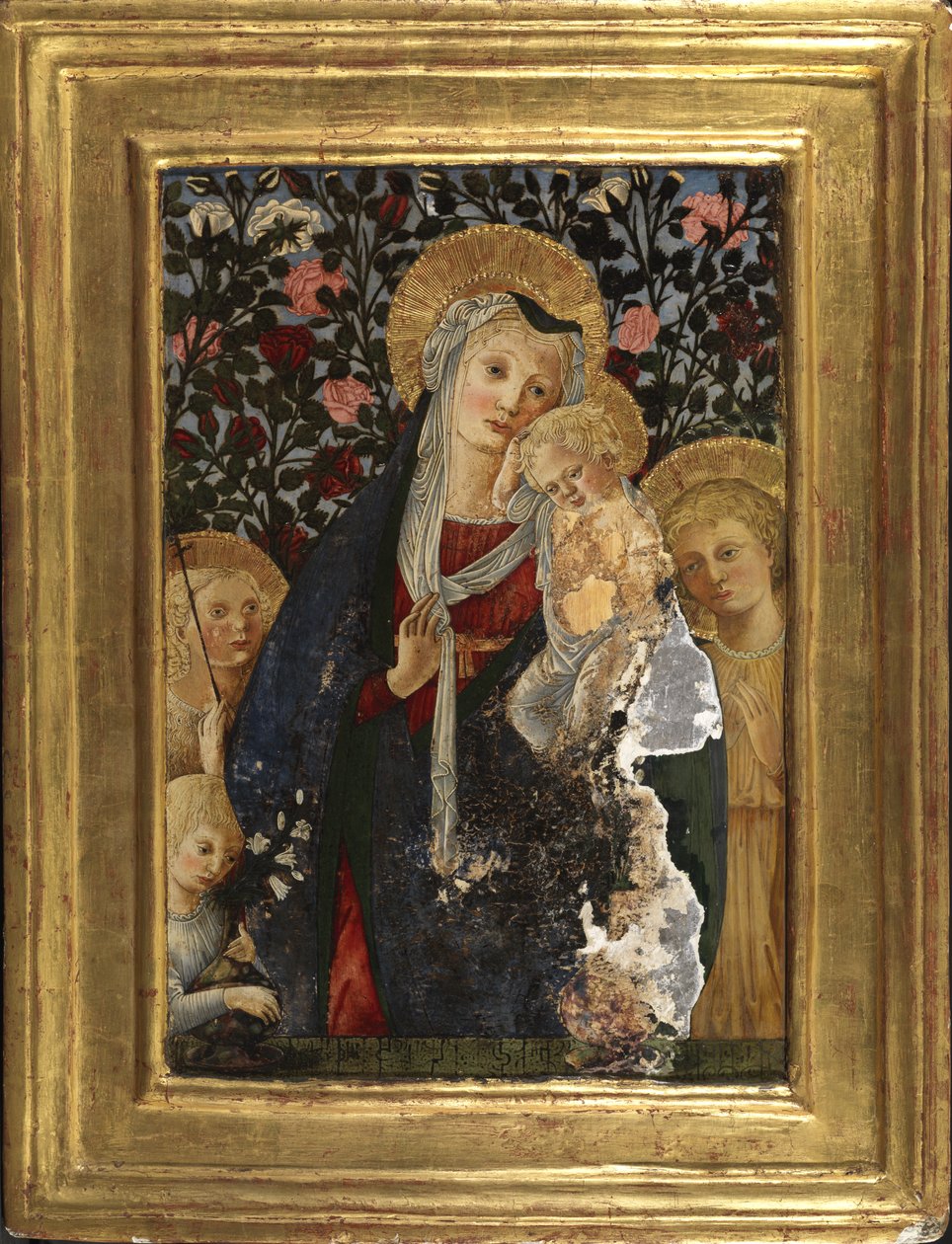 Neitsyt ja lapsi vauvan kanssa Pyhän Johanneksen, Pyhän Elisabetin ja lapsen kanssa liljamaljakko, 1450-59 tekijältä Pier Francesco Fiorentino