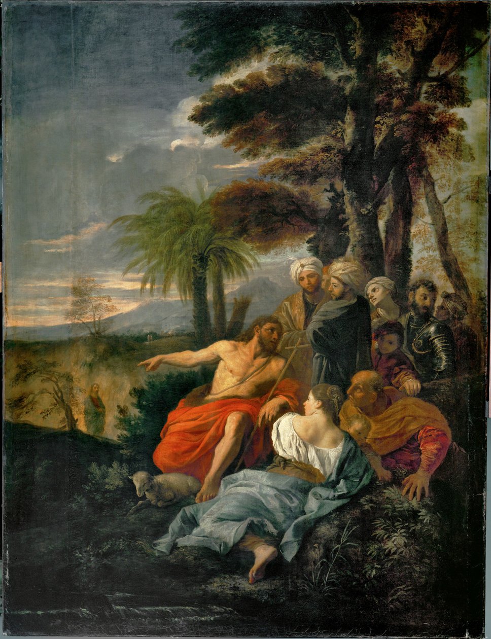 Saint Jean-Baptist prechant dans le desert - Pyhä Johannes Kastaja saarnaa erämaassa ... tekijältä Pier Francesco Mola