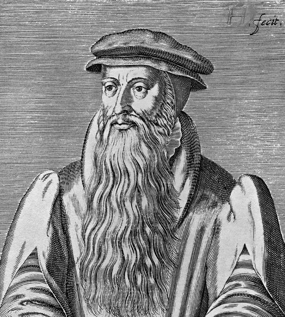 John Knoxin (noin 1513-1572), skotlantilaisen papin, teologin, kirjailijan, uskonpuhdistuksen johtajan ja Skotlannin presbyteerikirkon perustajan muotokuva, puupiirros. tekijältä Blaise Nicolas Le Sueur