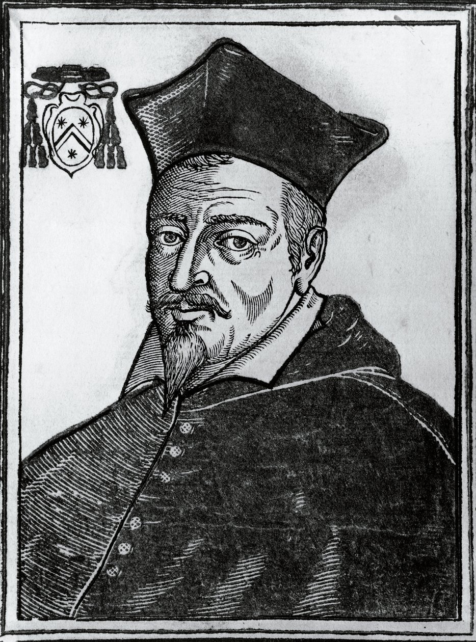 Pierre de Berullen (1575-1629), ranskalaisen katolisen teologin ja kardinaalin muotokuva, printti tekijältä Blaise Nicolas Le Sueur