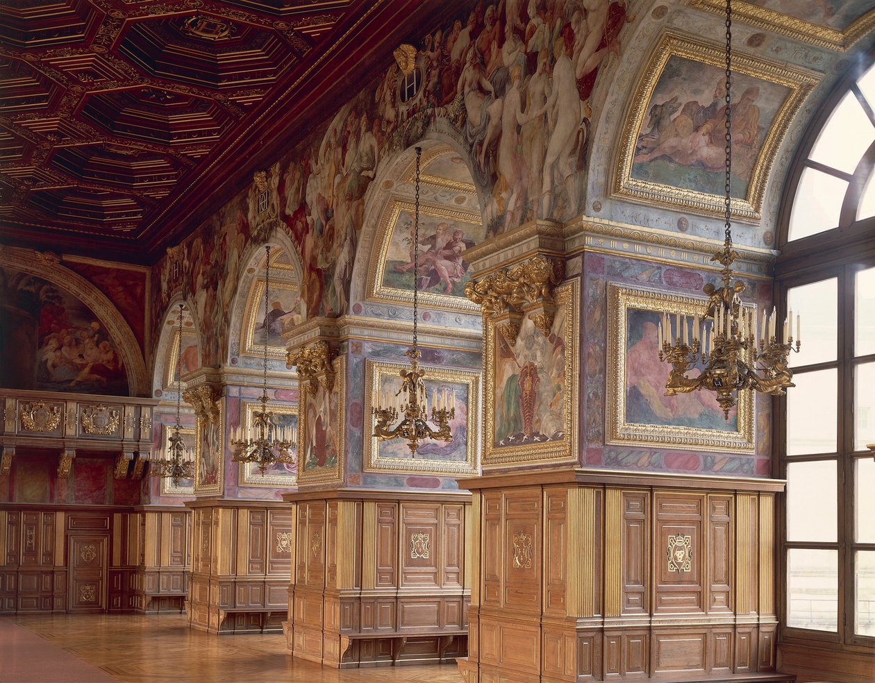 Juhlasali, Chateau de Fontainebleau, Ranska tekijältä Blaise Nicolas Le Sueur