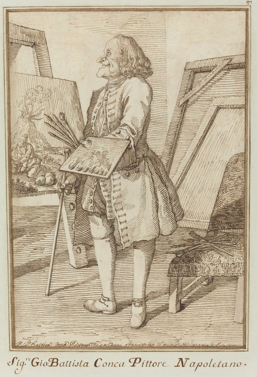Signore Sebastiano Conca, napolilainen taidemaalari (signore Sebastiano Conca, napolilainen taidemaalari) tekijältä Pier Leone Ghezzi