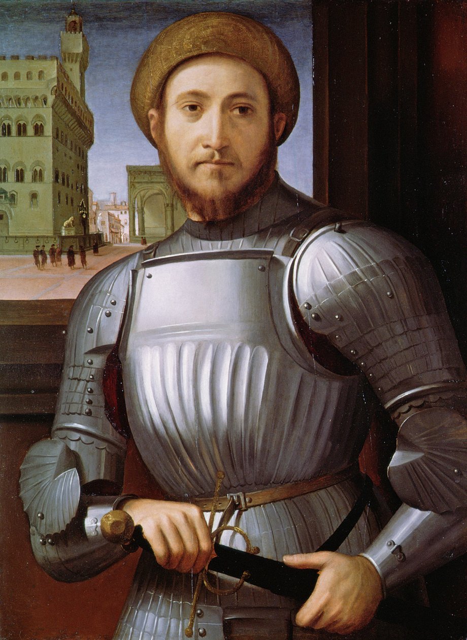 Panssaripukuisen miehen muotokuva tekijältä Piero di Cosimo