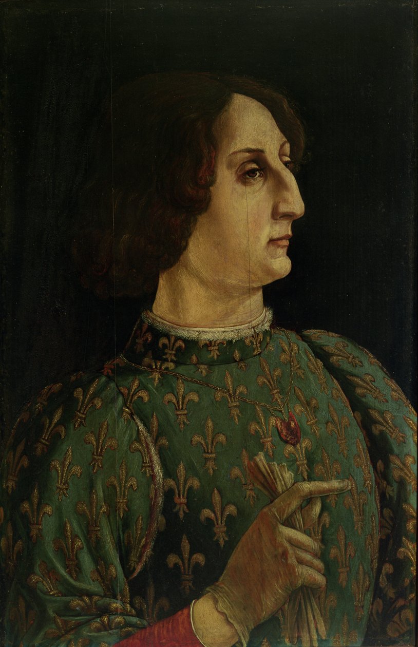 Galeazzo Mario Sforzan (1444-76) muotokuva n.1471 (tempera taululle) (ks. myös 50366) tekijältä Piero del Pollaiolo