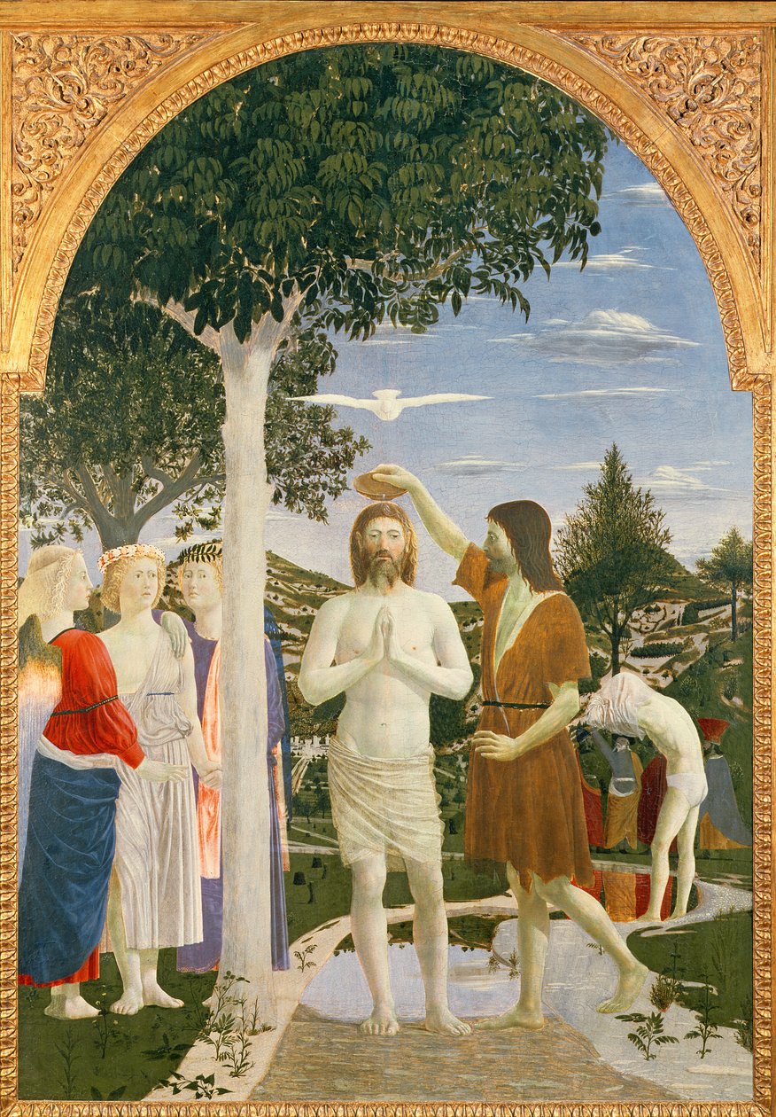 Kristuksen kaste, 1450 (munan tempera taulussa) tekijältä Piero della Francesca