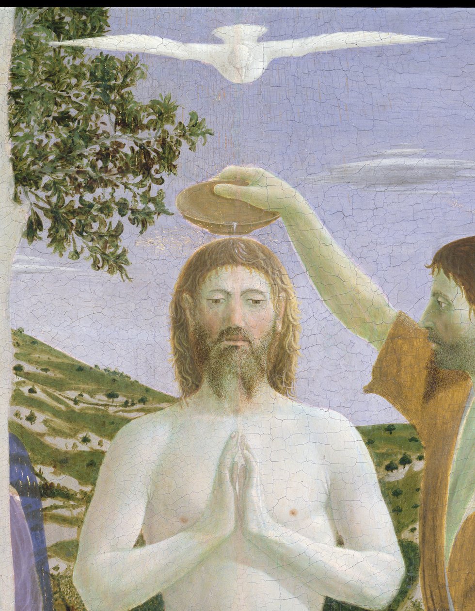 Kristuksen kaste, 1450 munatempera paneelin yksityiskohdassa 26050 tekijältä Piero della Francesca
