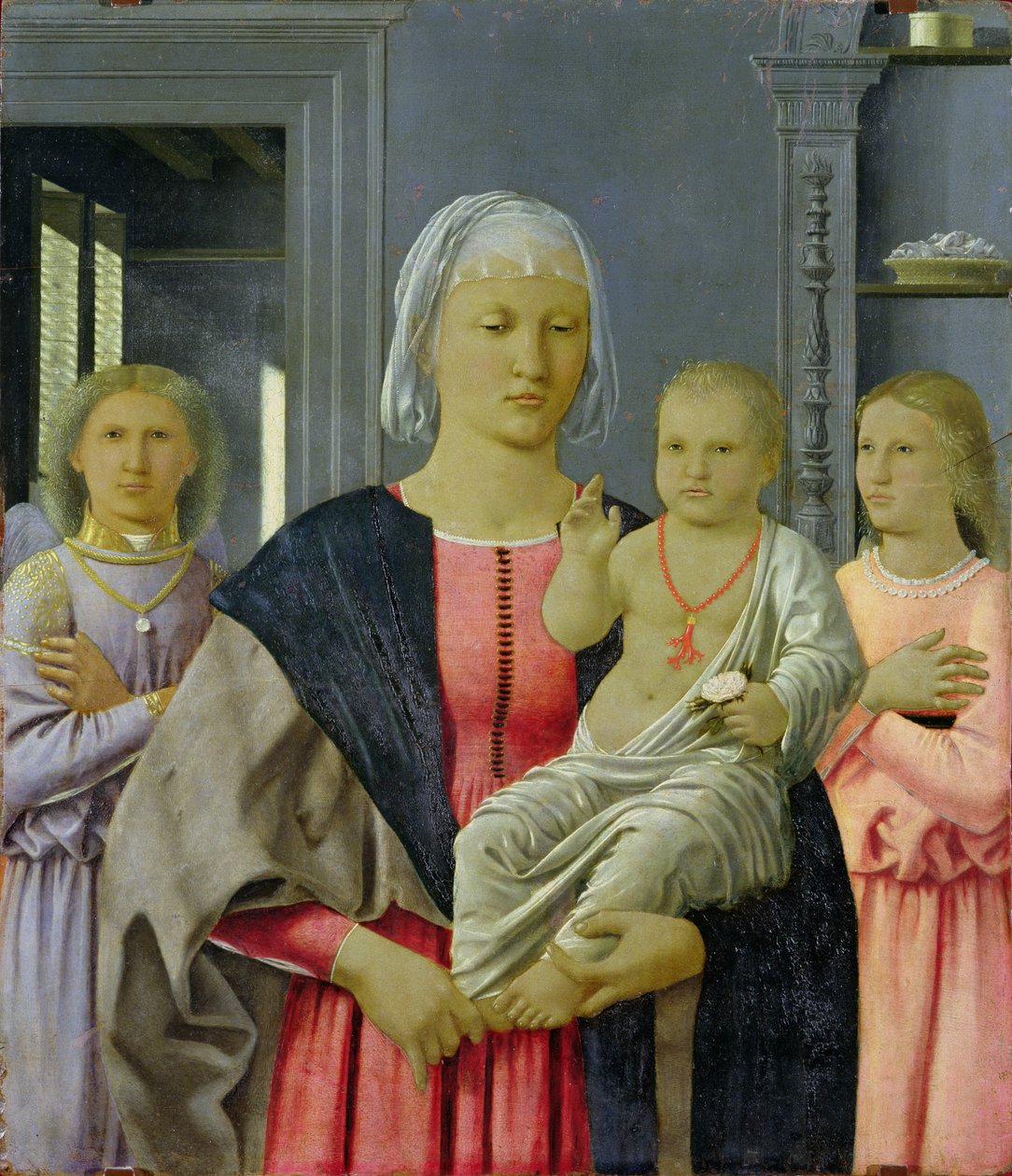 Senigallian Madonna lapsen ja kahden enkelin kanssa, n. 1470 (tempera paneelissa) tekijältä Piero della Francesca