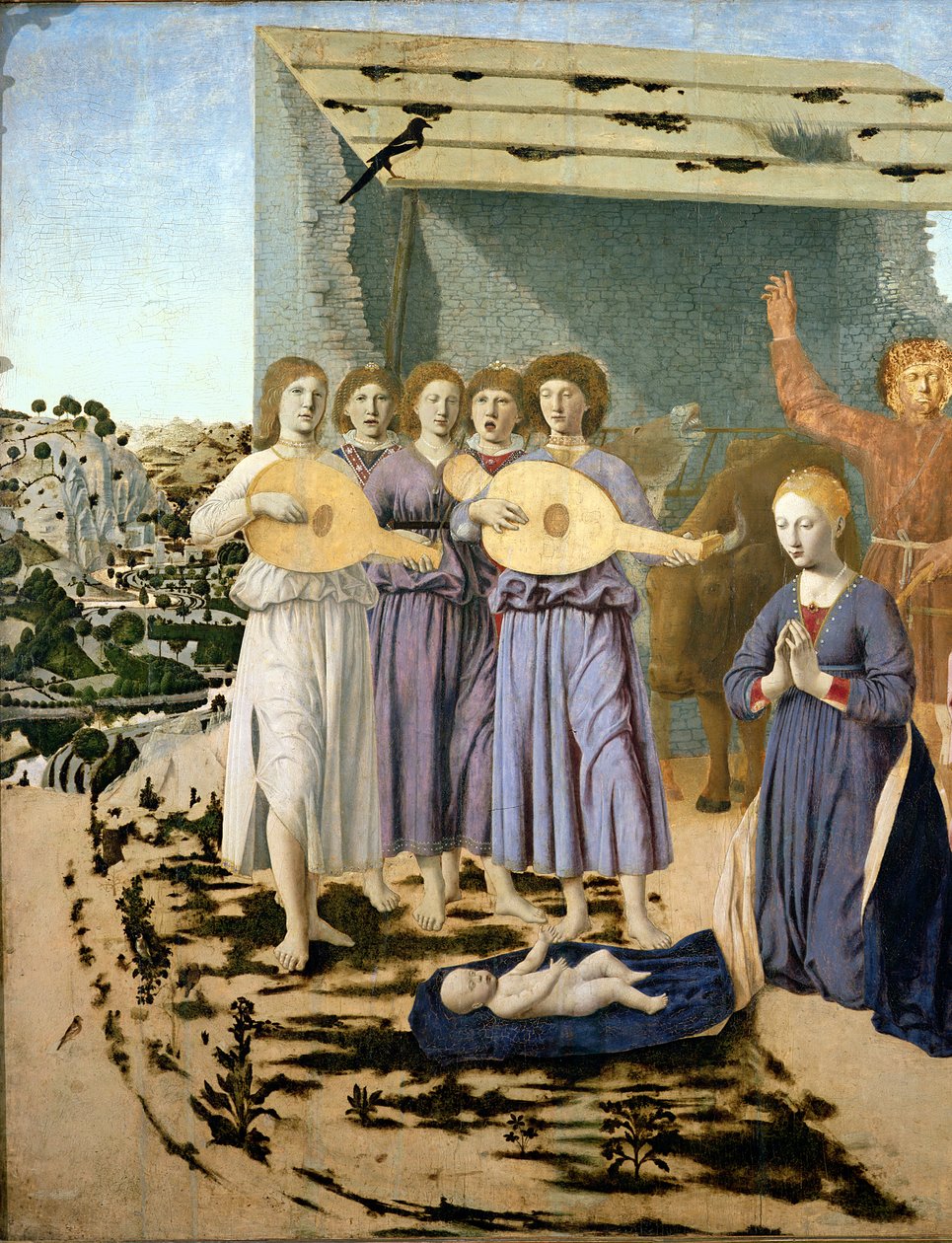 Syntymä, 1470-75 (tempera paneelissa) (yksityiskohta 5240) tekijältä Piero della Francesca