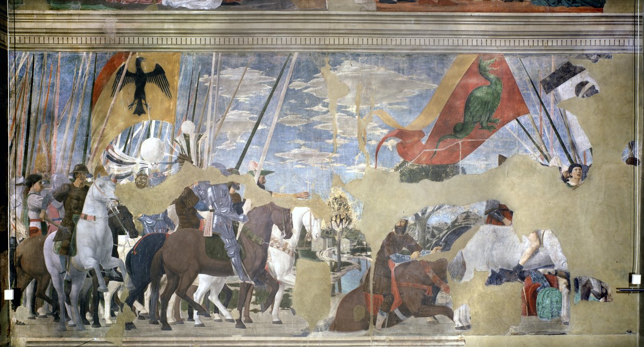 Milvian-sillan taistelu, 312 jKr, Legenda of the True Cross, valmistui 1464 tekijältä Piero della Francesca