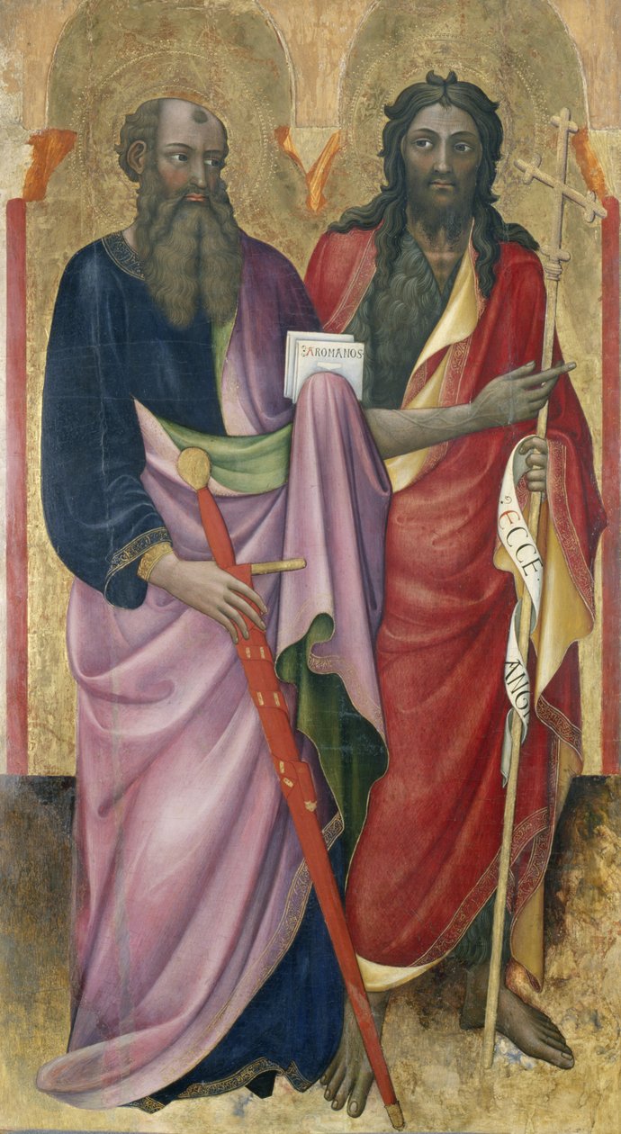 Apostoli Paavali ja Johannes Kastaja, n. 1418-20 (tempera poppelipuulla) tekijältä Piero di Alvaro