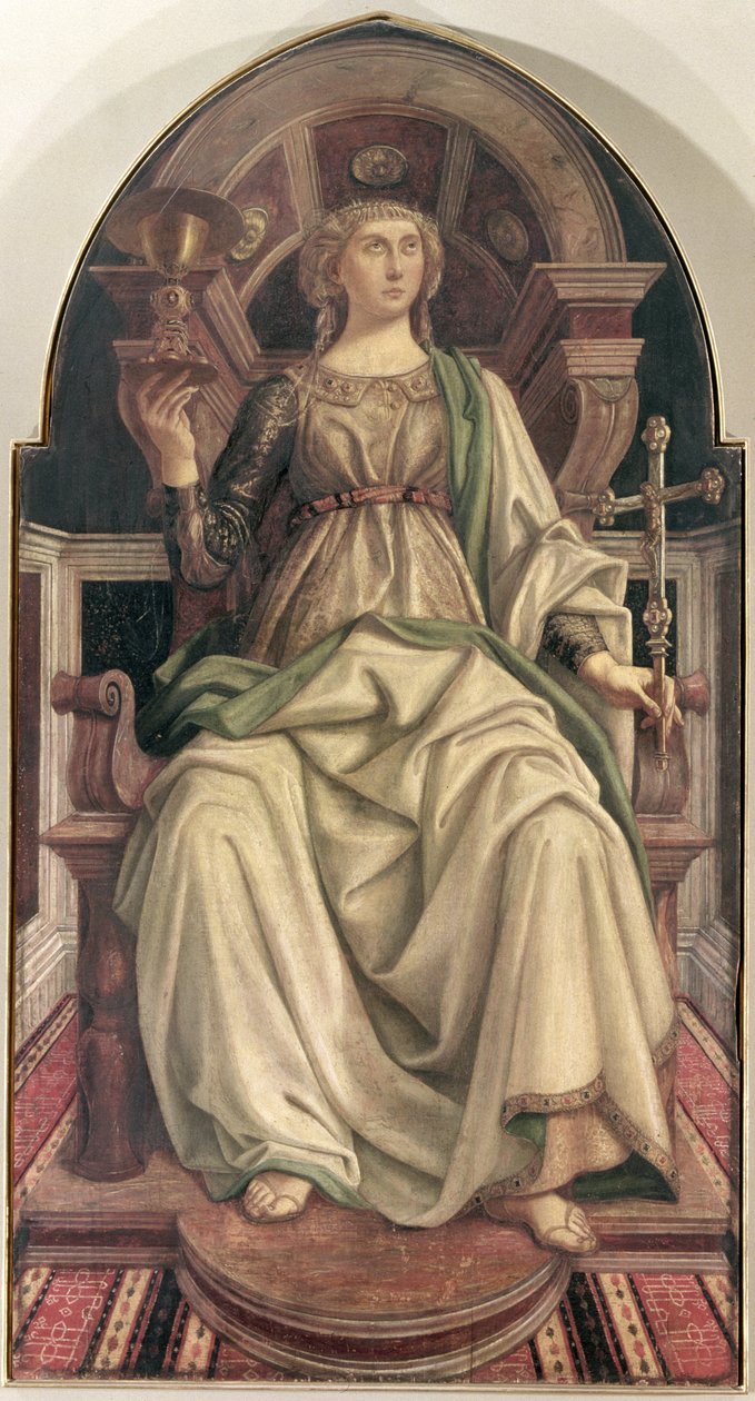 Faith, sarjasta paneelit, jotka kuvaavat hyveitä, jotka on suunniteltu Kauppiaskiltatalon valtuustokammioon, 1469 (tempera paneelissa) tekijältä Piero del Pollaiolo