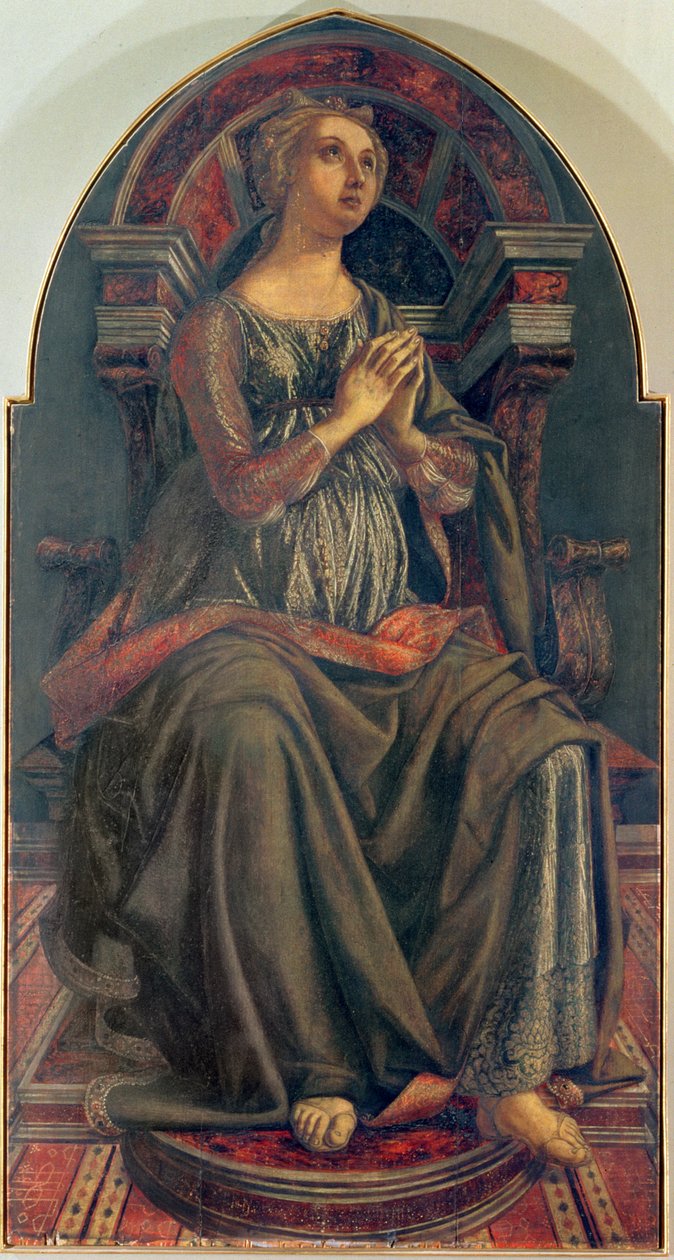 Toivo, sarjasta paneelit, jotka kuvaavat hyveitä, jotka on suunniteltu Kauppiaiden kiltasalin valtuustokammioon, 1469 (tempera paneelissa) tekijältä Piero del Pollaiolo