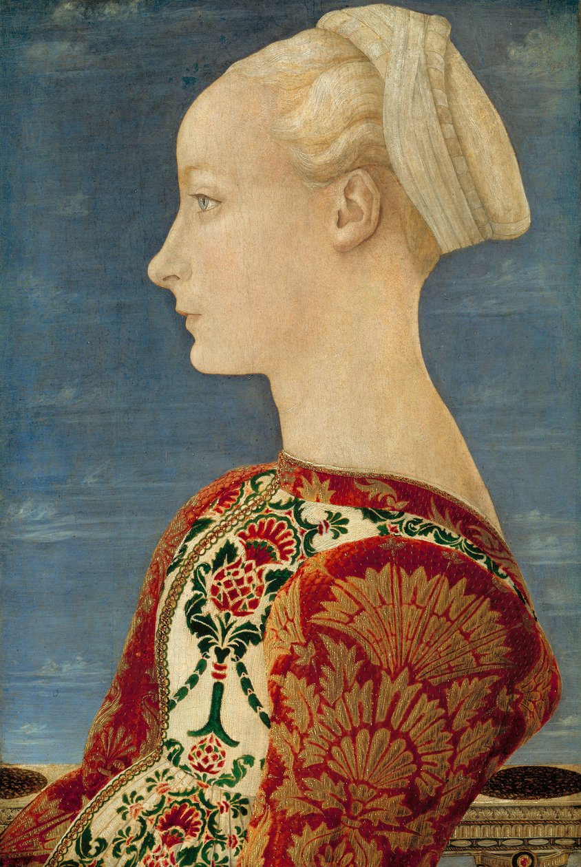 Nuoren naisen profiilimuotokuva, n.1465 (öljy paneelille) tekijältä Piero del Pollaiuolo