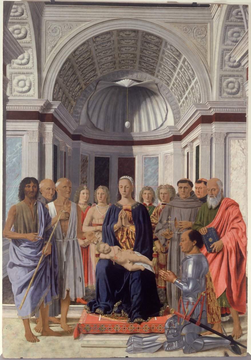Madonna ja lapsi ja pyhät, enkelit ja Frederick Montefeltro tekijältä Piero dellaFrancesca