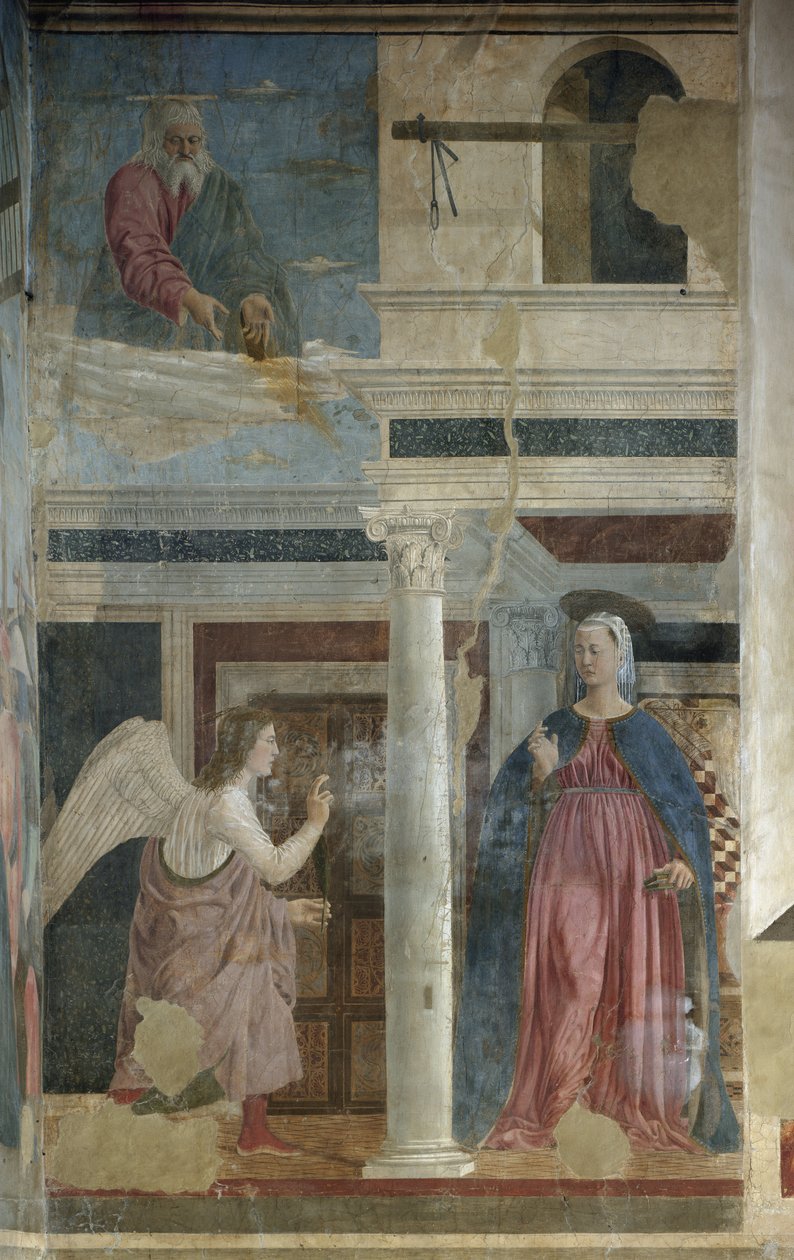 Ilmoitus - Fresko, n. 1455 tekijältä Piero della Francesca