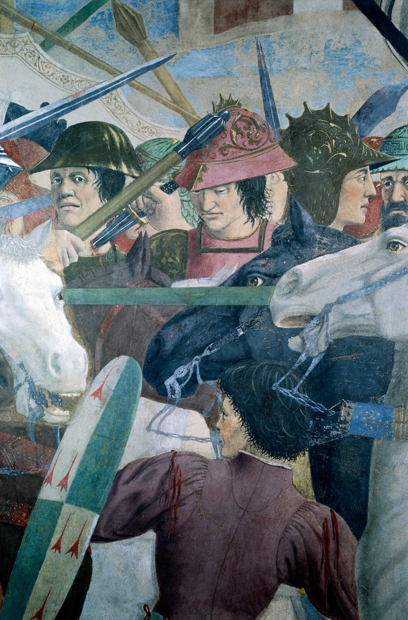 Yksityiskohta todellisen ristin legendasta, joka esittää Bysantin Heraklius I:n taistelun Chosroes II:ta vastaan, kirjoittanut Piero della Francesca tekijältä Piero della Francesca