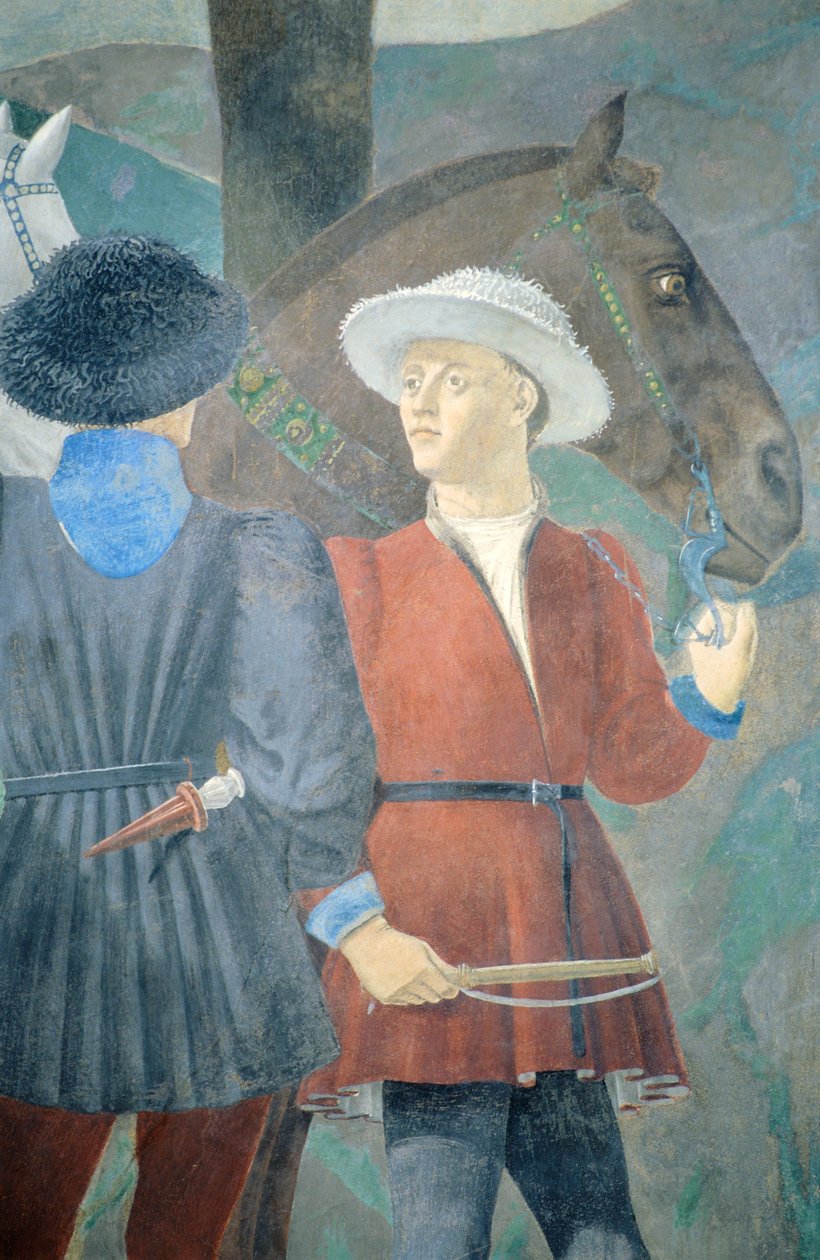 Yksityiskohta The Legenda of the True Cross, jossa näkyy puun palvonta ja Saban kuningattaren ja kuningas Salomon tapaaminen, kirjoittanut Piero della Francesca tekijältä Piero della Francesca