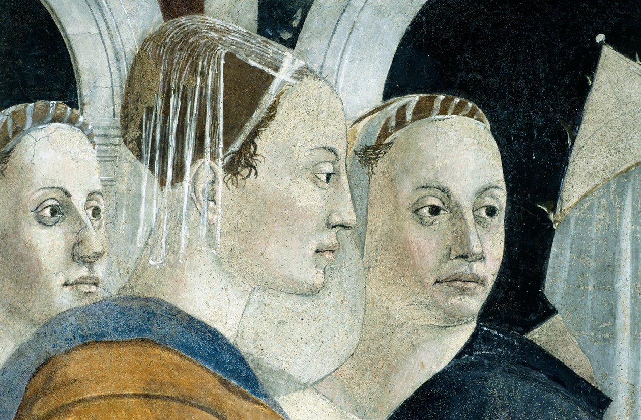 Yksityiskohta teoksesta "Legend of the True Cross", joka esittää todellisen ristin löytämistä ja todentamista, Piero della Francesca. tekijältä Piero della Francesca