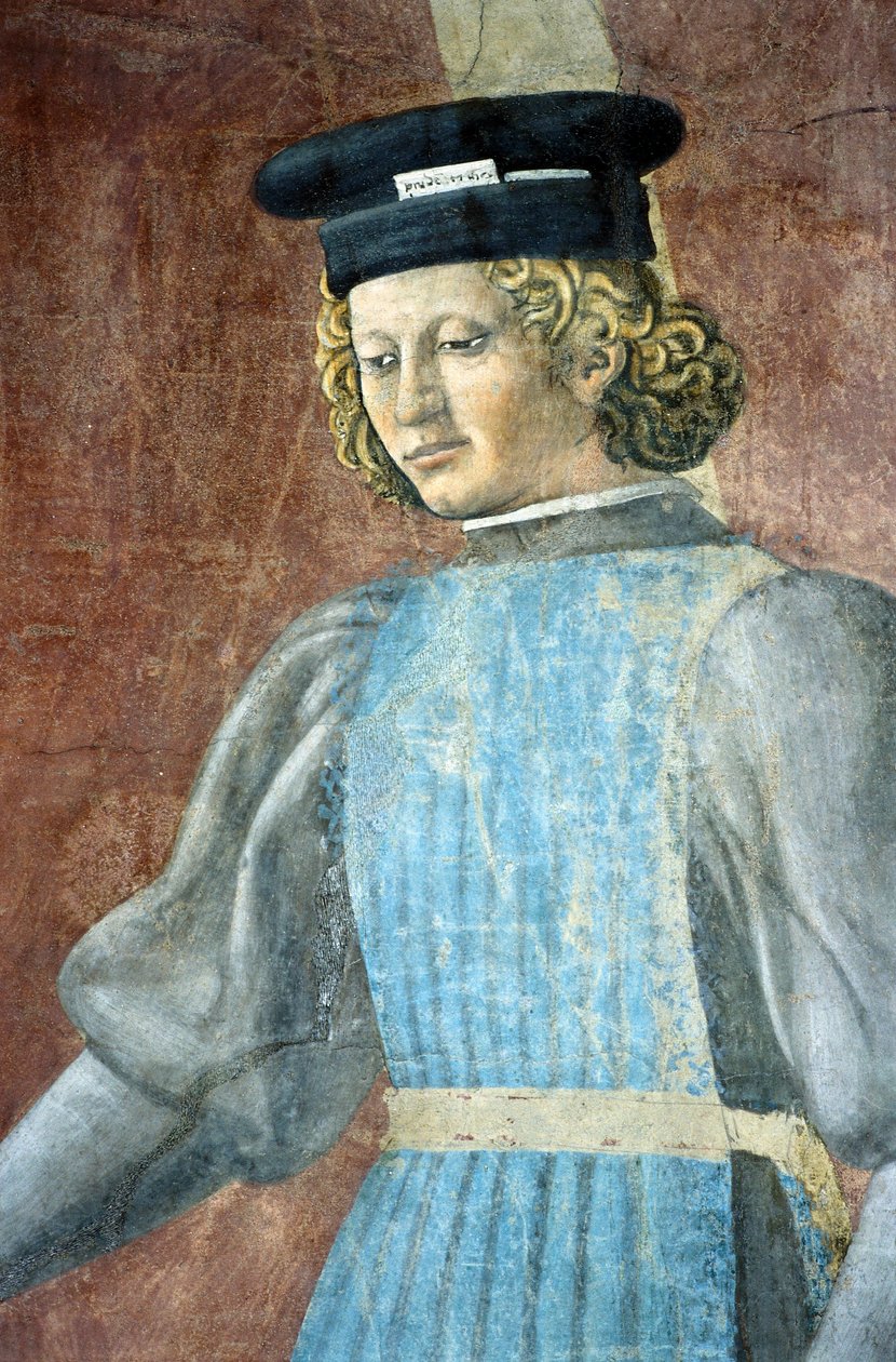 Yksityiskohta todellisen ristin legendasta, joka esittää juutalaisen kidutuksen, kirjoittanut Piero della Francesca tekijältä Piero della Francesca