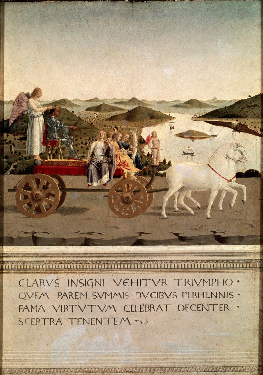 Federico da Montefeltron ja Battista Sforzan voiton diptyykki (Tempera puulla tekijältä Piero della Francesca
