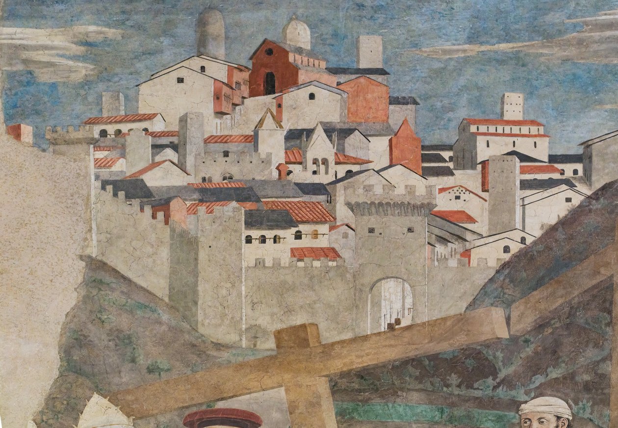 Kolmen ristin löytäminen ja ristin todentaminen, teoksesta Tarinoita todellisesta rististä (fresko). tekijältä Piero della Francesca