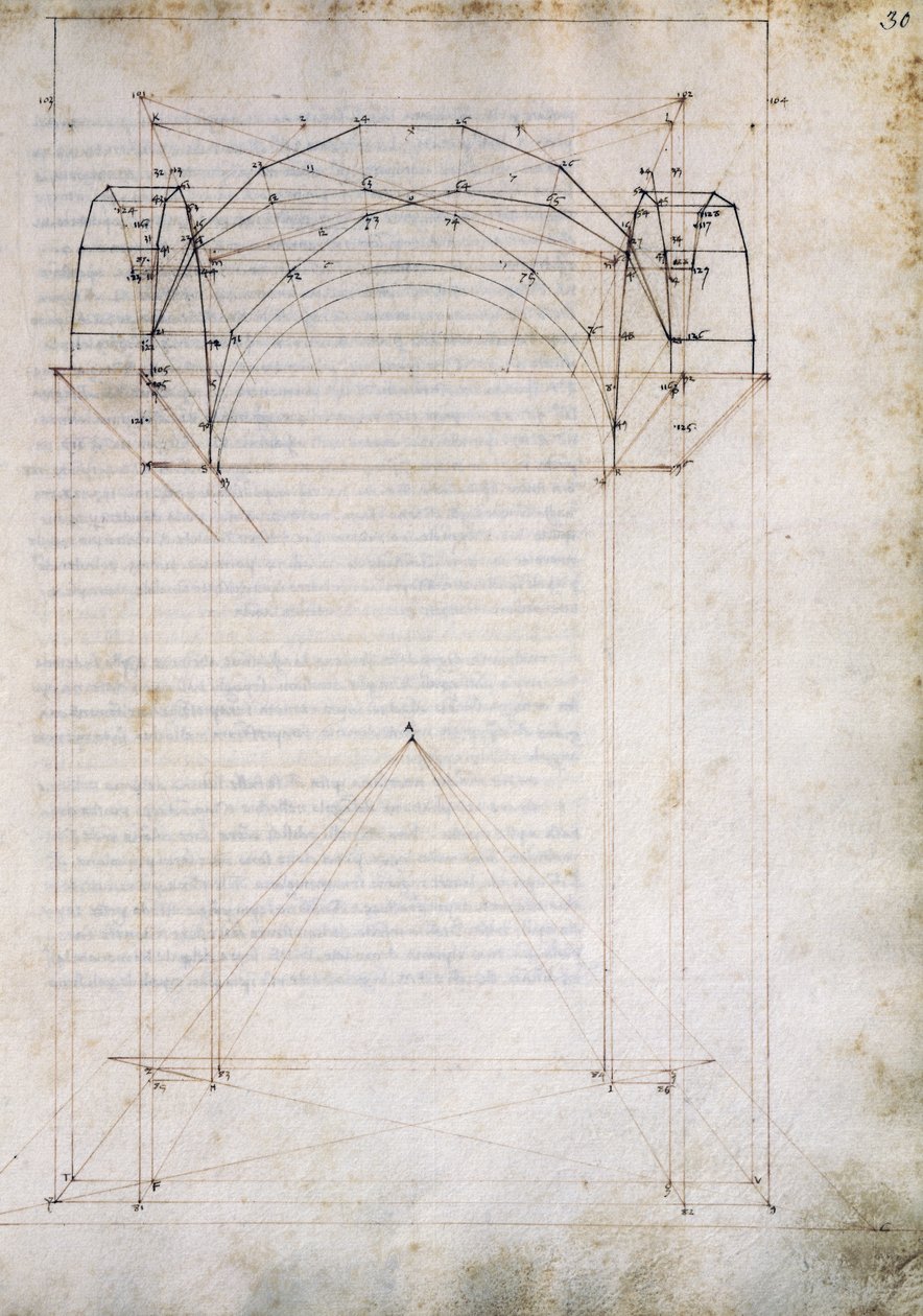 Perspektiivi käytävästä ristiholvin kanssa, sivu De Prospectiva pingendistä (Maalauksen näkökulmasta), Piero della Francesca (n. 1415-1492), Italia tekijältä Piero della Francesca