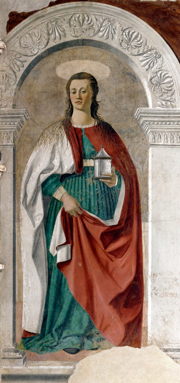 Piero della Francescan Pyhän Maria Magdaleenan fresko (1415 / 20-1492) 1460 noin. Sun.190x180 cm Arezzo, katedraalit tekijältä Piero della Francesca