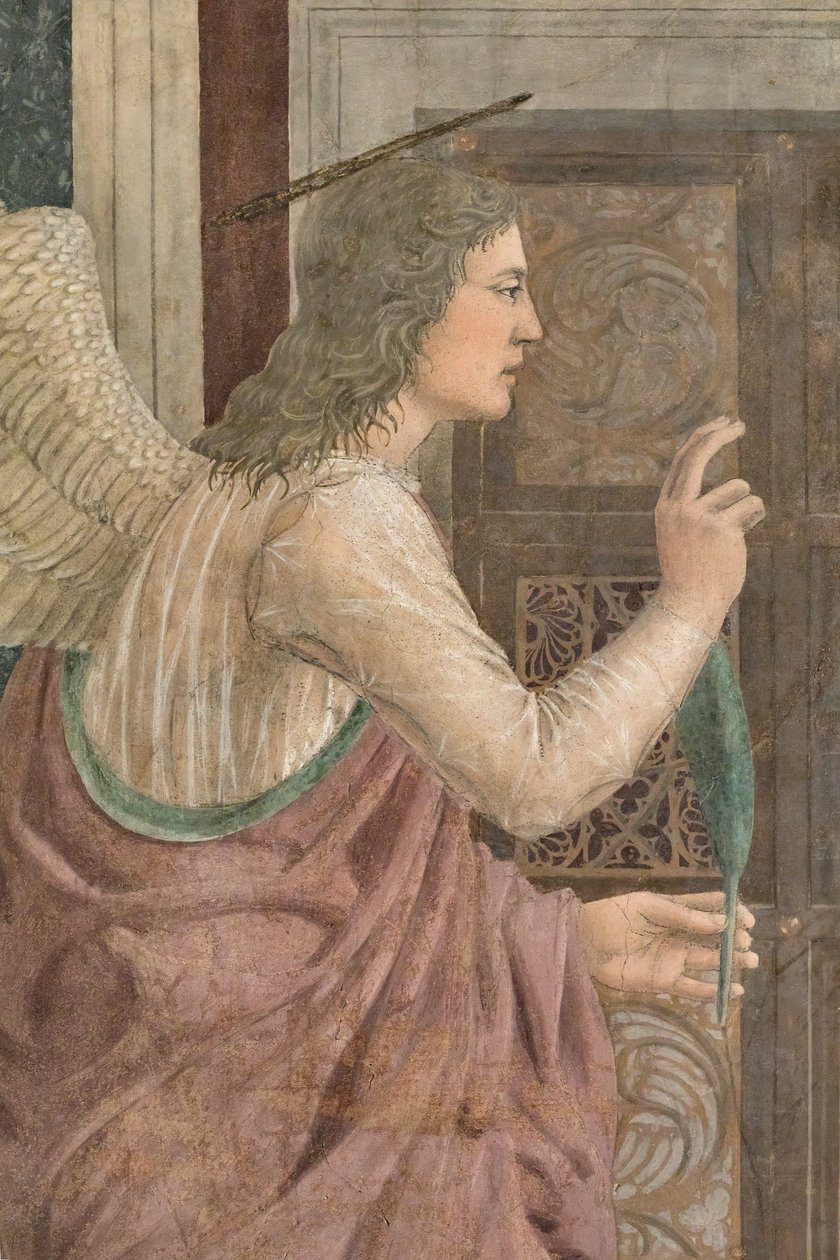Marian ilmestys, yksityiskohta teoksesta Tarinoita todellisesta rististä (fresko). tekijältä Piero della Francesca