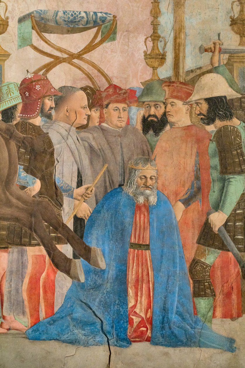 Herakleiosin ja Chosroesin taistelu, yksityiskohta Tosiristin tarinoista: kuningas Chosroesin teloitus (fresko). tekijältä Piero della Francesca