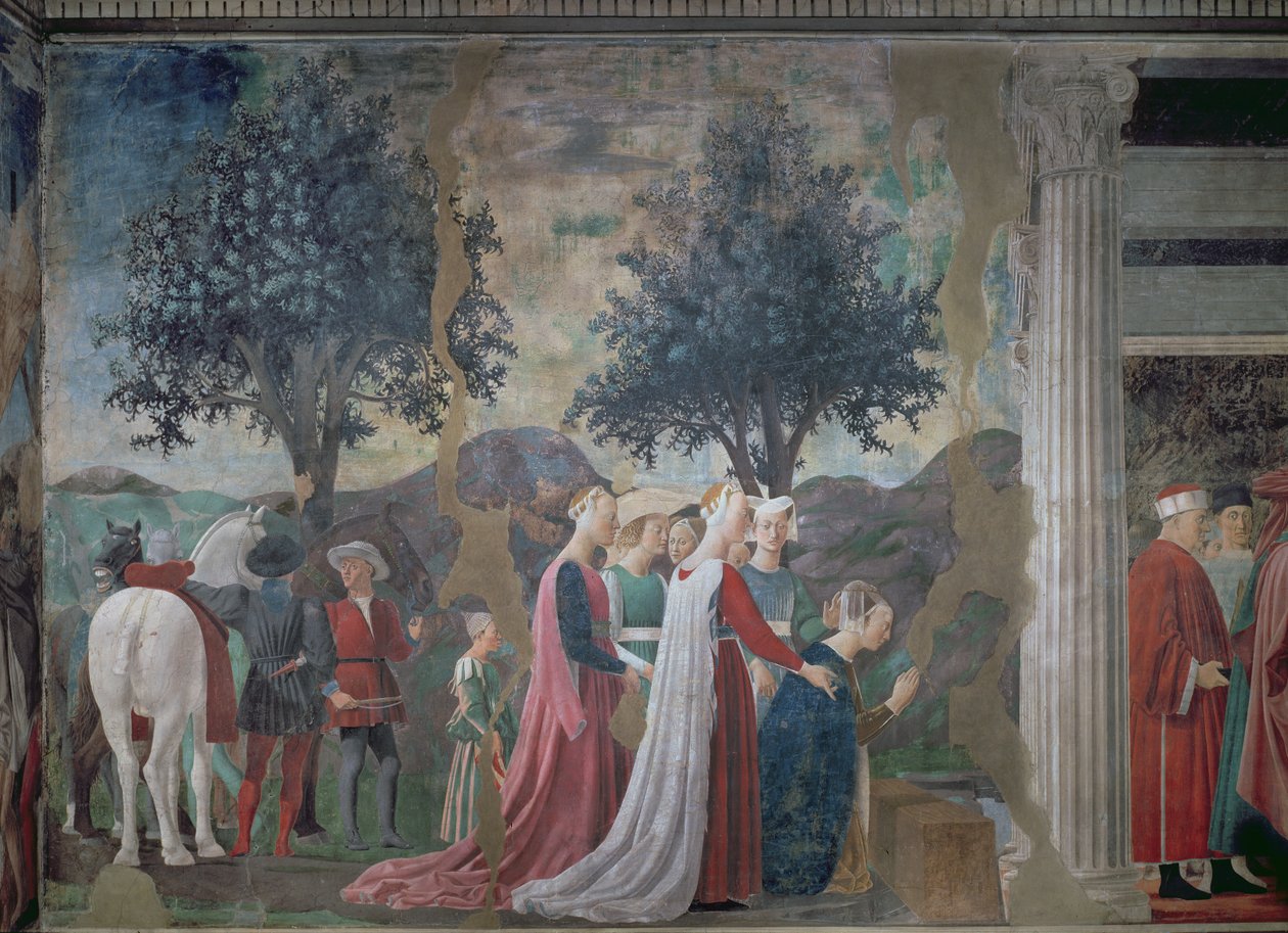 Todellisen ristin puun löytäminen, Legend of the True Cross -teoksesta, valmistunut 1464 (yksityiskohta kuvasta 58294). tekijältä Piero della Francesca