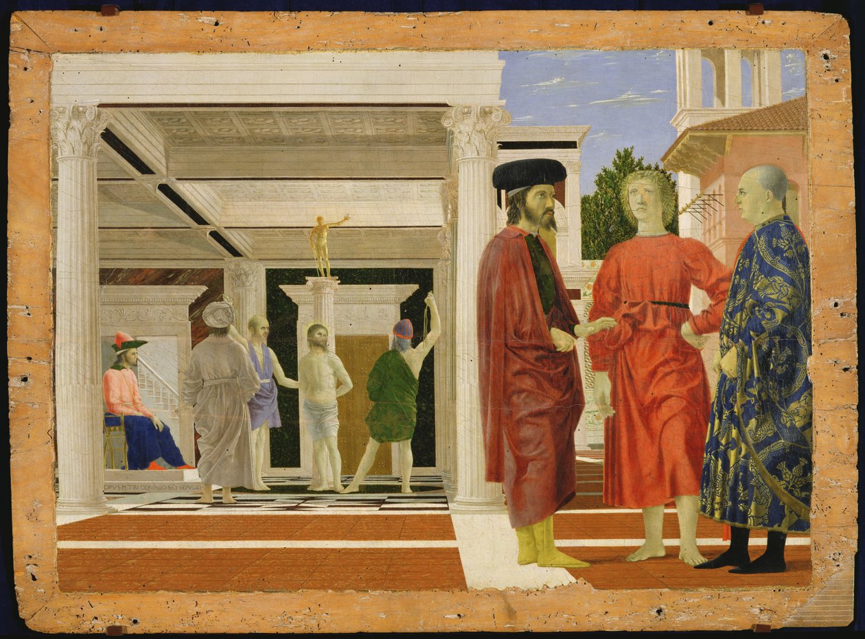 The Flagellation of Christ, n. 1463-1464 (tempera paneelissa) tekijältä Piero della Francesca