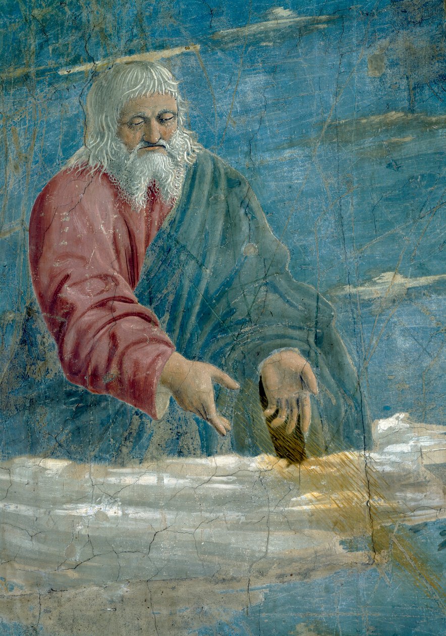 Legend of the True Cross, Marian ilmestys, yksityiskohta Jumalan, valmistunut 1464 fresko yksityiskohta 58292:sta. tekijältä Piero della Francesca