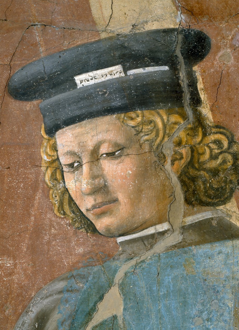Legenda todellisesta rististä, juutalaisen kidutus, yksityiskohta kiduttajasta, valmistunut fresko 1464. tekijältä Piero della Francesca
