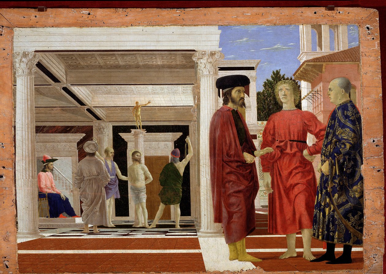 Kristuksen liputus, 1444-50 (öljy ja tempera puussa) tekijältä Piero della Francesca