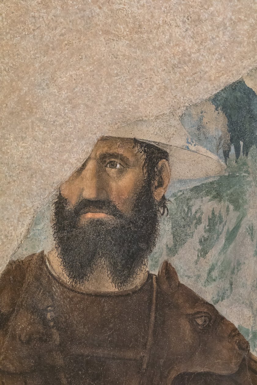 Konstantinuksen voitto Maxentiuksesta, yksityiskohta sotilaan kanssa. tekijältä Piero della Francesca