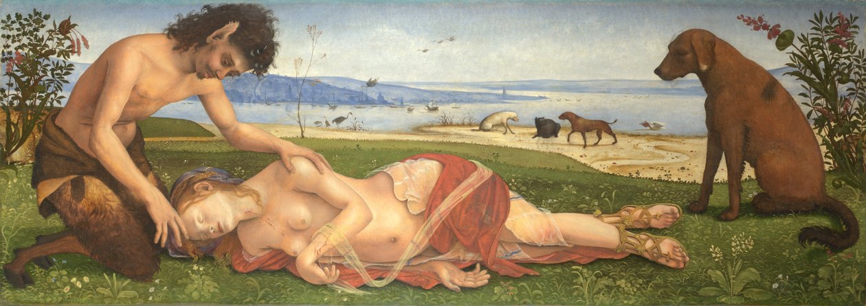 Satyyri, joka suree nymfiä, n. 1495 tekijältä Piero di Cosimo