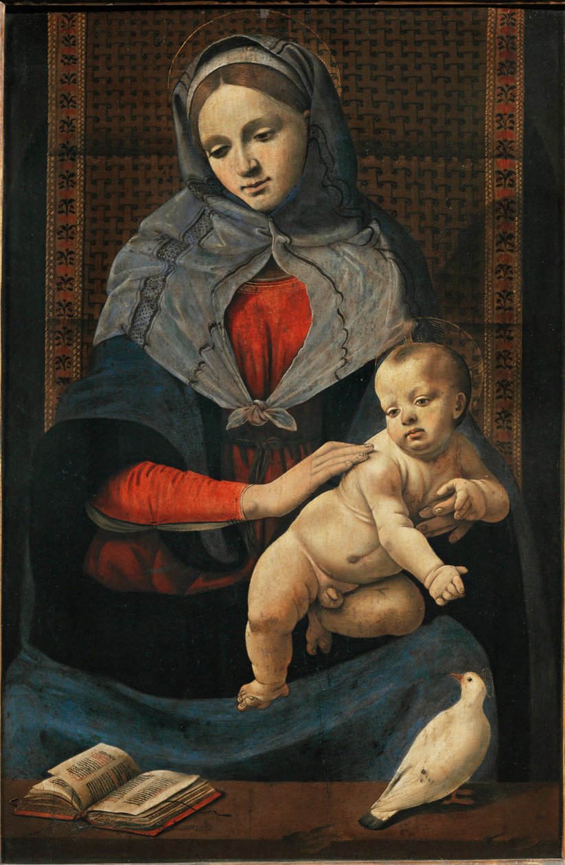 Madonna ja lapsi kyyhkysen kanssa ... tekijältä Piero di Cosimo