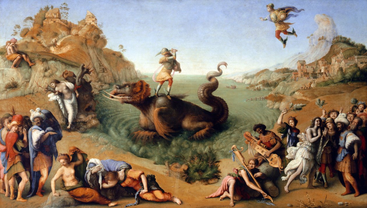 Perseus Freeing Andromeda (1510, öljy kankaalle) tekijältä Piero di Cosimo