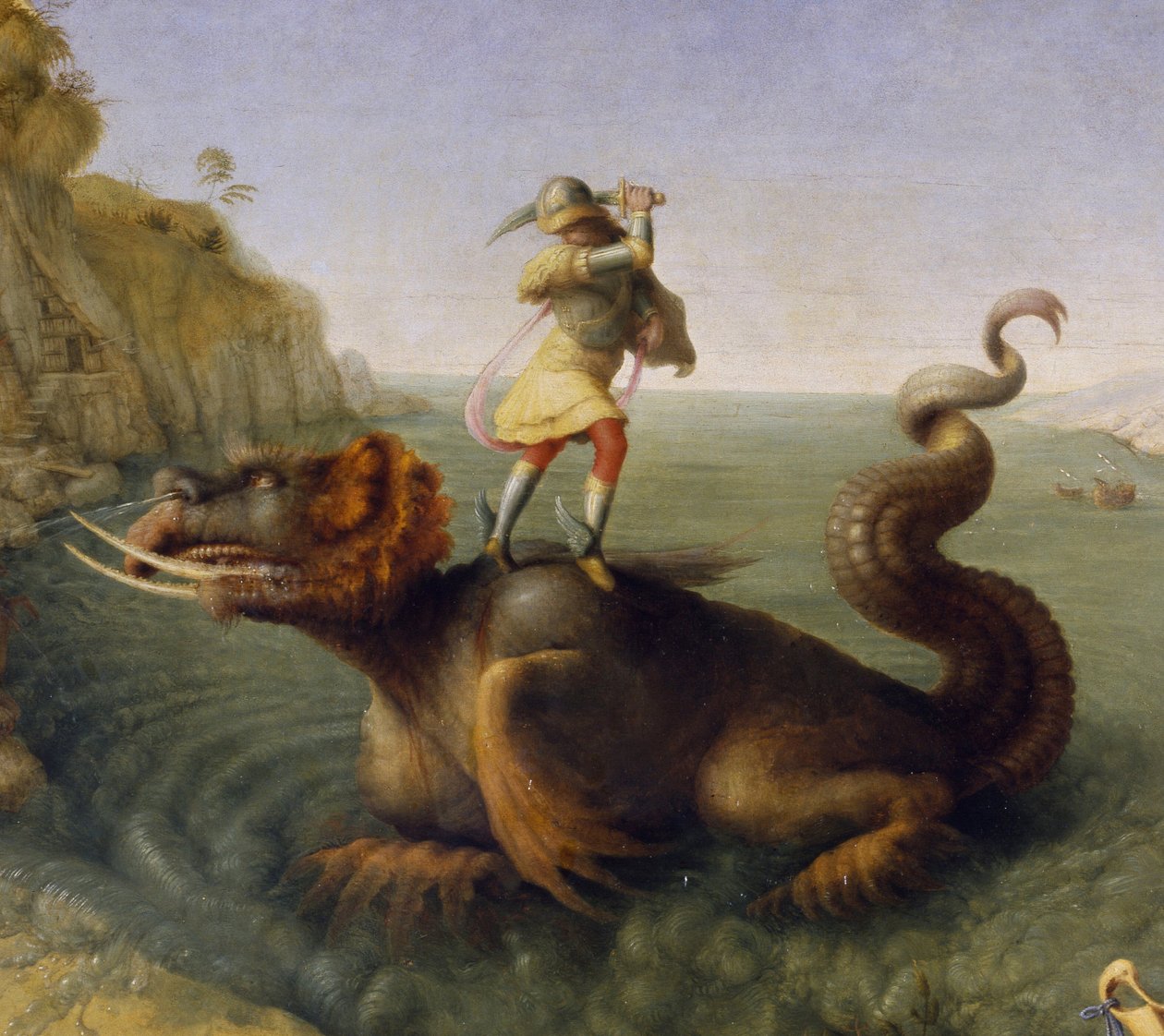 Perseus pelastaa Andromedan, n. 1510-1513 (öljykangas) (yksityiskohta) tekijältä Piero di Cosimo