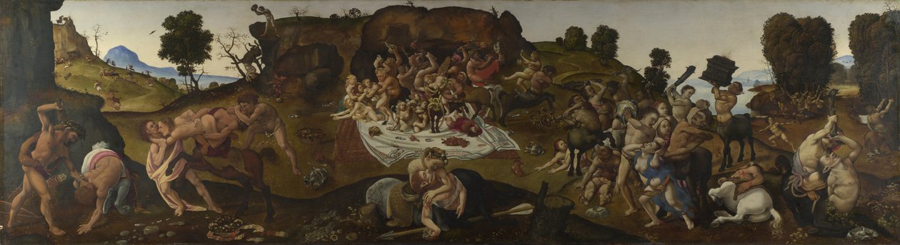 Taistelu lapiittien ja kentaurien välillä, n. 1500-1515 tekijältä Piero di Cosimo