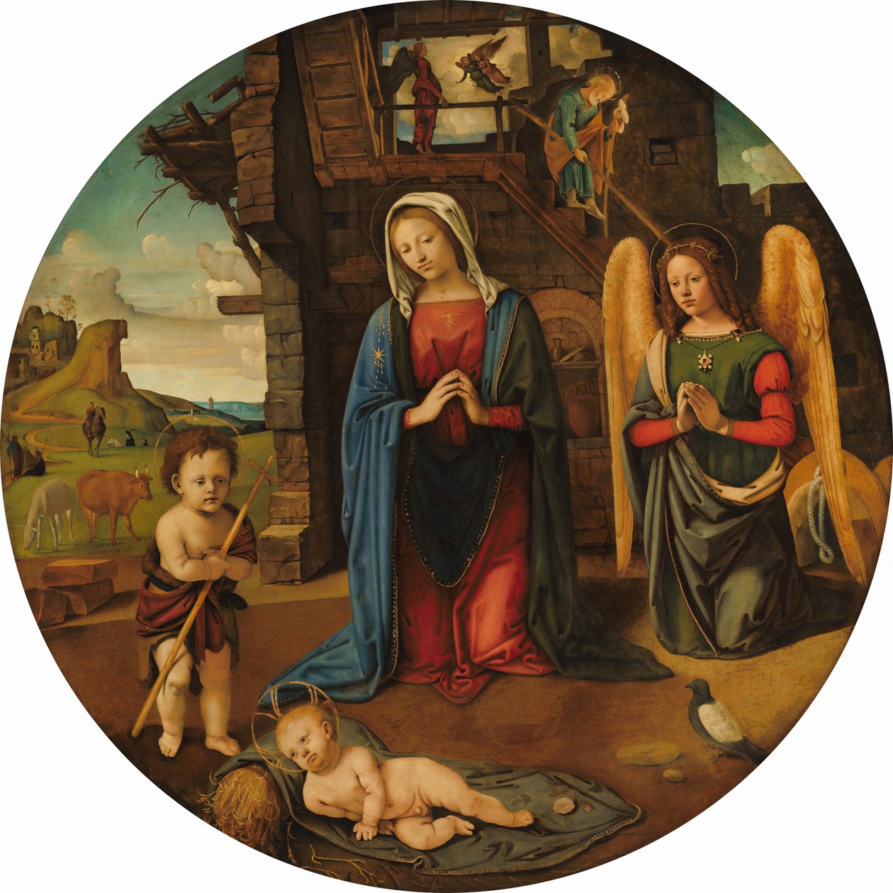 Syntymä lapsen Pyhän Johanneksen kanssa, n. 14951505. tekijältä Piero di Cosimo